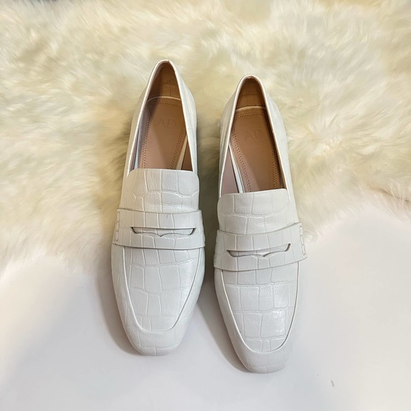 NEW AD & DAUGHTERS White Croc Print Penny Loafers. Size 9 - Picture 1 of 8